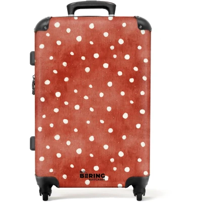 Afbeelding van NoBoringSuitcases.com Grote koffer Stippen patroon rood Kinderkoffer geschikt voor jongen en meisjes Reiskoffer met 4 wielen Trolley op wieltjes Rolkoffer groot kinderen 72 liter Ruimbagage valies 20kg