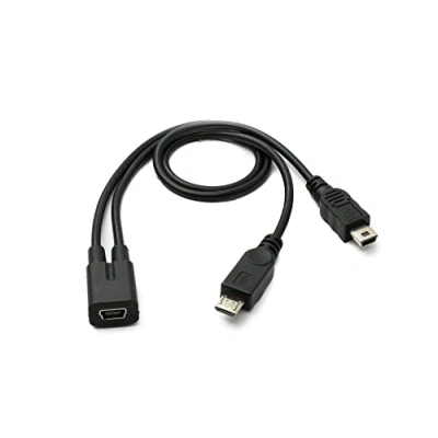 Afbeelding van SYSTEM S USB 2.0 Y kabel 30 cm Mini B bus naar stekker + Micro adapter zwart