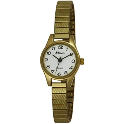 Afbeelding van Ravel Klein rond cocktailhorloge voor vrouwen met elastisch bandje van vergulde roestvrij staal Analoge Kwarts R0207.01.2