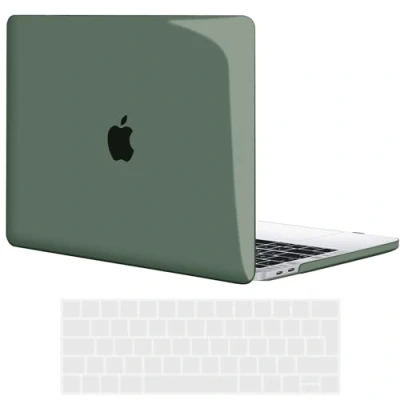 Afbeelding van TECOOL Hoes compatibel met MacBook Pro 15 inch 2019 2018 2017 2016 (A1990 A1707) Touch Bar, ultradunne harde beschermhoes case en EU QWERTZ toetsenbordbescherming, kristal middernachtgroen