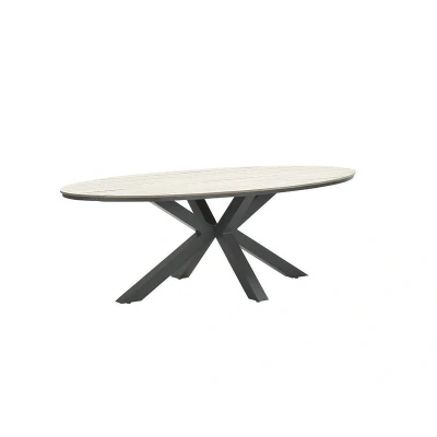 Afbeelding van Garden Impressions Edison tafel 280x140xH75 carbon zwart frame licht teak kunststof houtlook