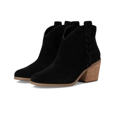 Afbeelding van TOMS Vrouwen Constance enkellaars, Zwart Suede/vlecht, 4.5 UK, Suede Braid, 37 EU
