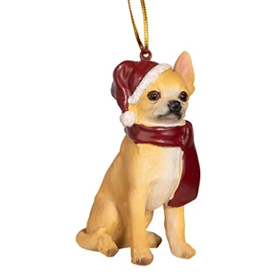 Afbeelding van Design Toscano Kerstornamenten, Kerstmis Chihuahua vakantiehondenornamenten