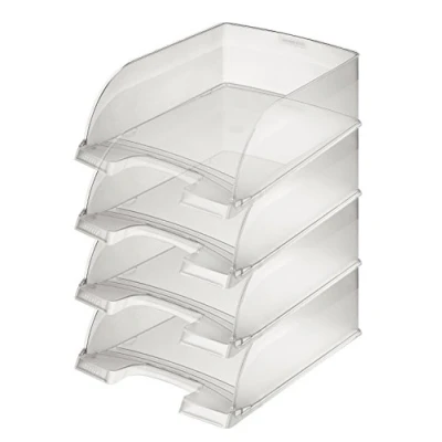 Afbeelding van Leitz Brievenbak A4 Jumbo, 4 pack, transparant, met extra grote inhoud, Plus serie, 52330003