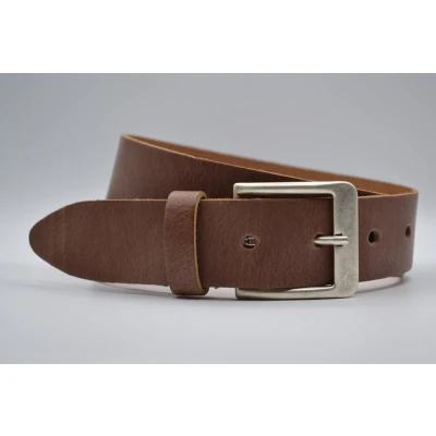 Afbeelding van 4cm brede cognac echt lederen jeans riem maat 85