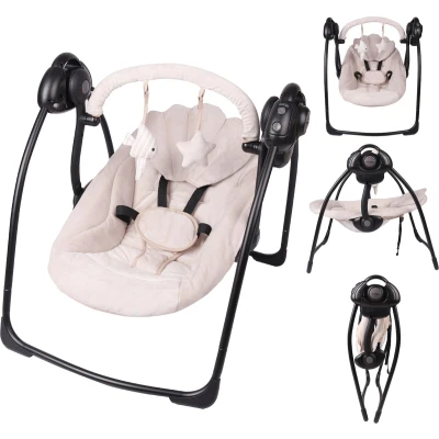 Afbeelding van X Adventure Baby Wipstoel / Schommelstoel Elektrisch Swing Schommel Portable/ Draadloos &amp; Met Oplaadkabel 5 Schommelsnelheden Timerfuctie Tot 9 kg Nougat