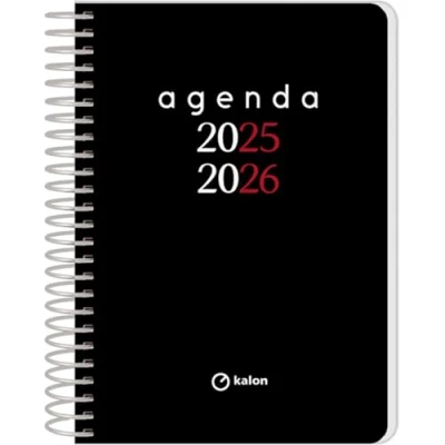 Afbeelding van Q Kalon Schoolagenda 2025 2026 Dag per Pagina, Formaat A6 (12x17 cm), Spaans en Engels, September tot Juni, Spiraalsluiting, Flexibele Kaft met Plastic Bescherming Planner