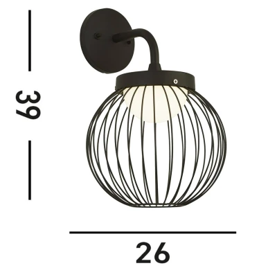 Afbeelding van Searchlight Cabin Buiten Wandlamp 26 X 39 Cm 18W LED Incl. IP44 Zwart En Opaal