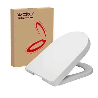 Afbeelding van WOLTU WC bril D SHAPE Toiletbril PP met Quick Release knoop,WC deksel toilethoes Softclose functie,Wit WS2544