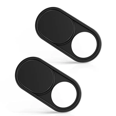 Afbeelding van imluckies Webcam Afdekking voor MacBook Pro, Laptop, air, iMac, iPad, PC, iPhone, Ultra Dunne en Verschuifbare Metalen Camera Cover, Zwart [2 stuks]