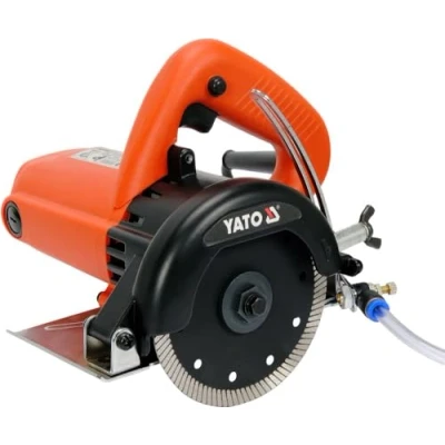 Afbeelding van YATO Professionele natte en droge steensnijzaag, 1400 watt, incl. Ø 125 mm diamantslijpschijf, 12000 omw/min, instelbare zaagdiepte max. 38 mm, regelb