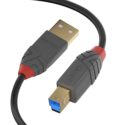 Afbeelding van Lindy 36742 2m USB A B Mannelijk Zwart, Grijs kabel