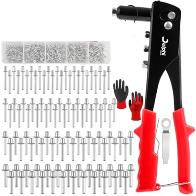 Afbeelding van DELPHI Klinknageltangset met 500 2,4 I 3,2 4,0 4,8 mm blindklinknagels blindklinknageltang popklinknageltang set professioneel klinkgereedschap