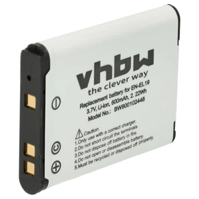 Afbeelding van vhbw 1 x accu compatibel met Nikon CoolPix S3100, S3200, S2750, S2900, S2800, S32, S33 camera (600mAh, 3,7V, Li Ion)