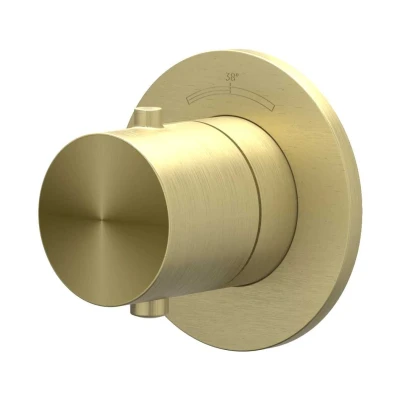 Afbeelding van IVY Concord afbouwdeel inbouwthermostaat symmetry RVS 316 Geborsteld Mat Goud PVD Tijdloze uitstraling