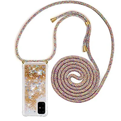 Afbeelding van Telefoon Ketting hoesje voor Samsung Galaxy S20 Plus Bling Telefoonhoesjes met koord Transparant TPU Siliconen Hoes/Schattig Vloeistof Flash Cover band snoer, telefoonhoes Sleutelkoord Anti verloren Shock Proof