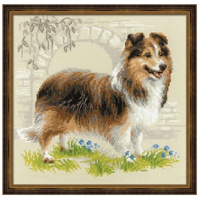 Afbeelding van RIOLIS Sheltie hond kruissteek set, katoen, meerkleurig, 25 x 0,1 cm