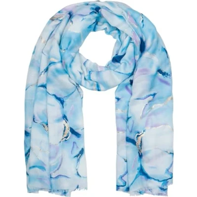 Afbeelding van styleBREAKER Damessjaal met aquarel marmerpatroon en metallic accenten, lichte doek in pasteltinten, stola 01016229, lichtblauw, Eén Maat