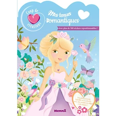 Afbeelding van Coup de coeur créations Mes tenues romantiques Modèles à habiller Avec stickers Dès 5 ans: plus 500 repositionnables !