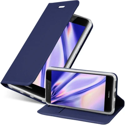 Afbeelding van Cadorabo Hoesje geschikt voor Huawei P8 LITE 2017 / P9 in CLASSY DONKER BLAUW Beschermhoes met magnetische sluiting, standfunctie en kaartvakje Book Case Cover Etui