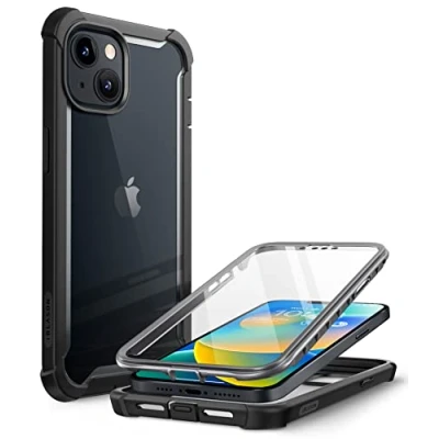 Afbeelding van i Blason Transparante hoes voor iPhone 14 / 13 (6,1 inch), bumper, case, 360 graden telefoonhoes, robuuste beschermhoes, cover [Ares] met displaybescherming 2022 (zwart)