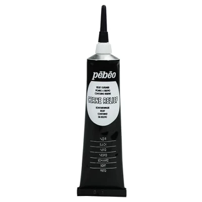Afbeelding van Pebeo Vitrail Cerne Relief glasverf/contourpasta, tube met tule, gekleurd glaseffect, 37 ml, zwart