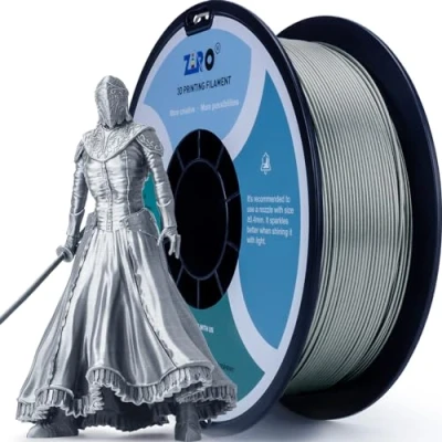Afbeelding van ZIRO PLA Glitter Filament 1.75mm 3D Printer Diamant Serie 1.75 1KG (2.2lbs), Dimensionale Nauwkeurigheid +/ 0.05mm, Zilver