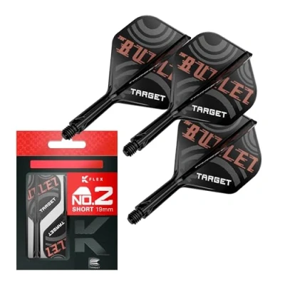 Afbeelding van Target Darts Stephen Bunting K Flex Flights and Shaft System, Nr.2 Pak van 3 Kflex All In One Flights, Player Edition Accessoires Dart Stem Kort (19mm)