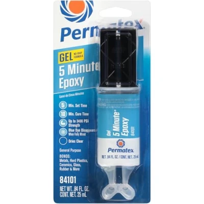 Afbeelding van Permatex 84101 5 Minute Epoxy Gel, General Purpose non drip formule voor rommelvrije toepassing, Waterbestendig niet krimpen formule, Geen klemmen nodig 1 x 25ml