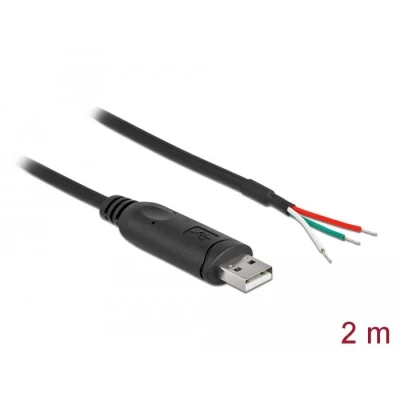 Afbeelding van Delock adapterkabel USB 2.0 type A naar serieel RS 232 met 3 open kab