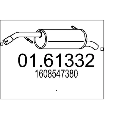 Afbeelding van MTS 01.61332 Einddemper 950mm PEUGEOT: 208 I Hatchback (CA_, CC_) 1.2 VTI 82 2012 2019