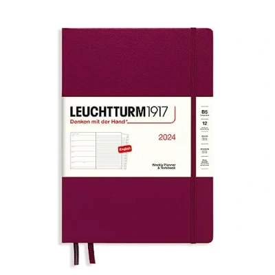 Afbeelding van LEUCHTTURM1917 367756 weekkalender &amp; notitieboek Composition (B5) 2024, 12 maanden, Port Red, Engels