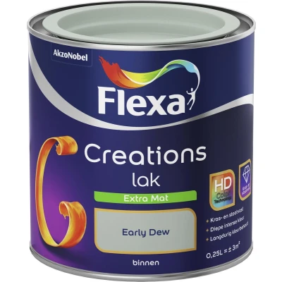 Afbeelding van flexa creations lak extra mat early dew 0.25 ltr