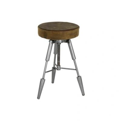 Afbeelding van Kruk Home ESPRIT Bruin Zilverkleurig Leer Metaal 39 x 57 cm