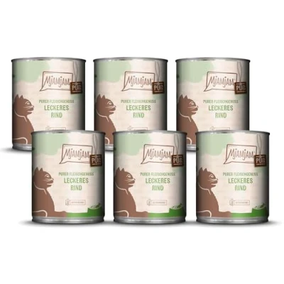 Afbeelding van MjAMjAM Premium natvoer voor katten heerlijk puur rundvlees, pak van 6 (6 x 800 g), graanvrij met extra vlees