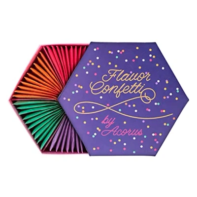 Afbeelding van ACORUS Aroma&#039;s confetti theeset, natuurlijke thee cadeauset, vier met 6 verschillende smaken, grote theedoos voor gelegenheden, 60 kruidentheezakjes