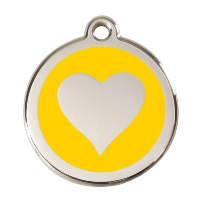 Afbeelding van Heart Yellow roestvrijstalen hondenpenning large/groot dia. 3,8 cm RedDingo