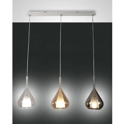 Afbeelding van Fabas Luce Hanglamp Lila van glas, 3 lamps lang