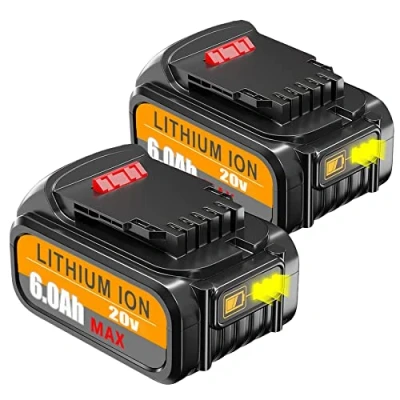Afbeelding van DCB200【Hoge Capaciteit 18V 6.0Ah】2X 18V/20V Li ion vervangende batterij voor Dewalt DCB200 DCB184 DCB101 DCB107 DCB112 DCB105 DCB115 DCB203