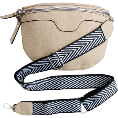 Afbeelding van VIQRI Tassen dames Crossbodytassen Bumbag Heuptas Inclusief schouderriem beige creme festival zilver musthave