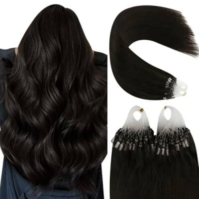 Afbeelding van YoungSee Microring haarextensies, van echt haar, bruin, 55 cm, donkerbruin, extensies, 1 gram, micro lus, 50 #2