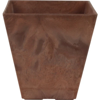Afbeelding van Bloempot/plantenpot vierkant van gerecycled kunststof terra bruin D30 en H30 cm Plantenbakken