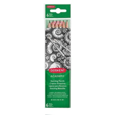 Afbeelding van Derwent grafietpotlood Academy , pak van 6 stuks: 3B 2B B HB H 2H
