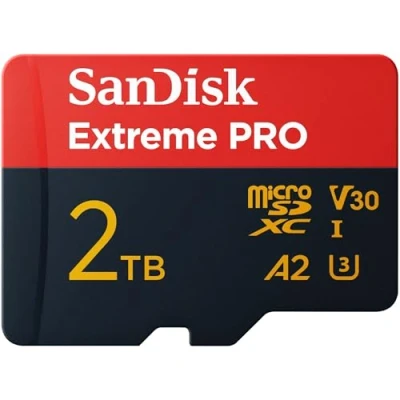 Afbeelding van SanDisk Extreme PRO 2TB microSDXC UHS I Kaart + SD adapter &amp; RescuePRO Deluxe (Voor Smartphones, Action Cams, Drones, leessnelheden tot 250 MB/s, 5K, 4K UHD, A2, Class 10, U3, V30)
