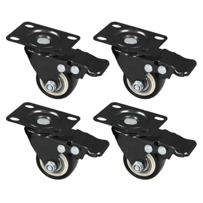 Afbeelding van HMF 6710 heavy duty wielen met polyurethaan rem 4 stuks 38 mm tot 300 kg zwart