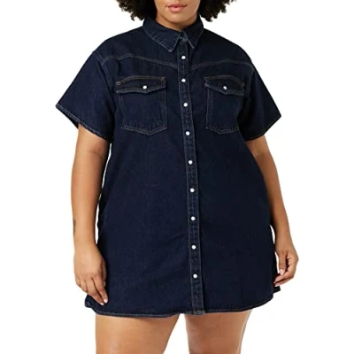 Afbeelding van Levi&#039;s Dames Plus Size Jurk, Elowen Western Dress Z3341 Indigo Stonewash, XXL