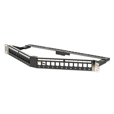 Afbeelding van DIGITUS Patch Panel Modulair Voor Keystone Modules 19 inch 24 poorts Afgeschermd Rack mount 1U V design Zwart