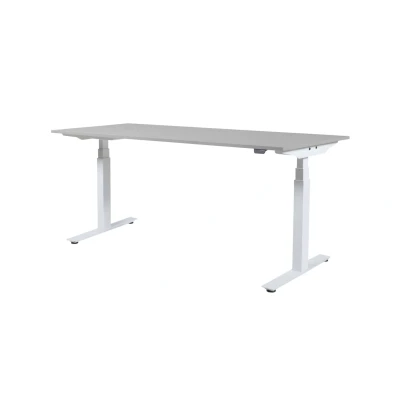 Afbeelding van Lectro Plus bureau, zit sta (64 130cm) hoogte verstelbaar dmv elektromotoren met 180x80cm lichtgrijs 25mm blad en aluminium (RAL9006) frame