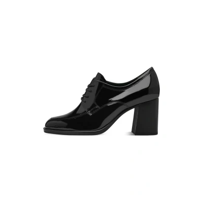 Afbeelding van Tamaris Veterpumps, Dames, Maat: 37, Black patent Imitatieleer/ textiel