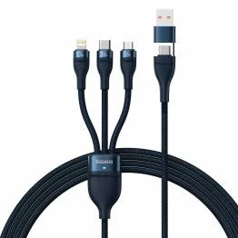 Afbeelding van Baseus USB/USB C naar Lightning, USB en Micro 100W Blauw.